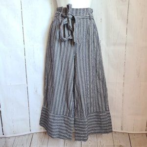 Tie waist stripe crop pants bucket wide leg new modernist denim belted